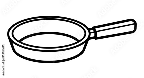 Frying pan with handle closeup.