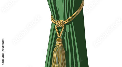 Golden tassel curtain tie back detail.