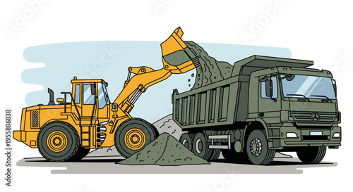 Heavy duty truck and loader machinery.