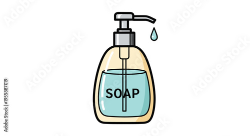 Liquid soap dispenser bottle with pump.