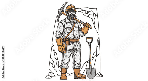 Man in mining uniform standing outside.