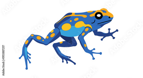 Poison dart frog in motion profile.