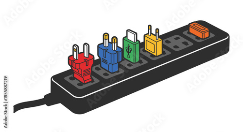 Power strip with multiple socket outlets.