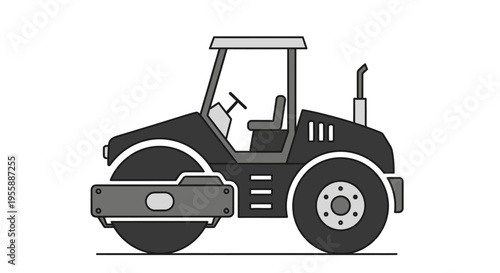 Road roller construction vehicle machine.
