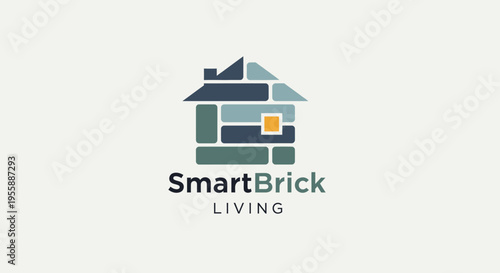 Smart Brick Living house logo design.