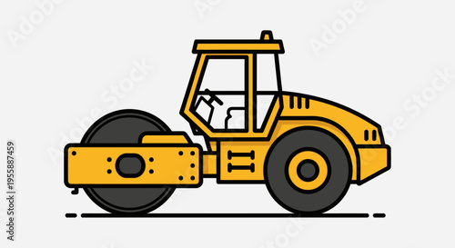 Yellow road roller construction vehicle machine 3.