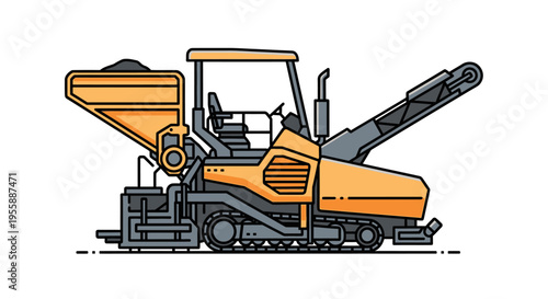 Yellow road construction paving machine.