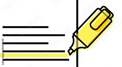 Yellow highlighter pen on paper.