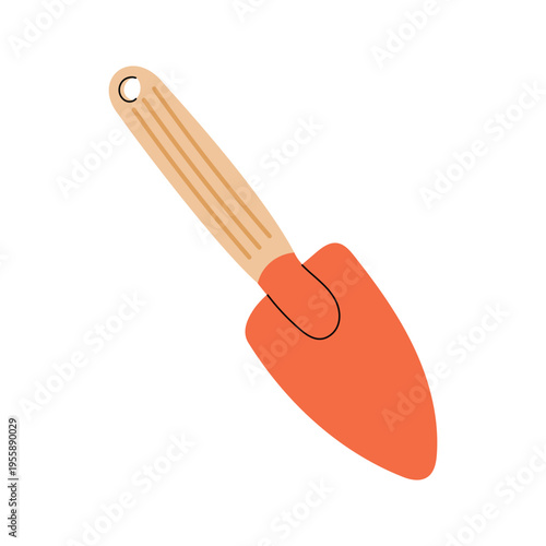 Garden trowel for planting and digging soil. Hand tool for gardening work. Flat vector illustration isolated on white background.