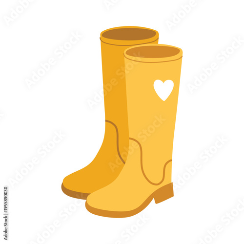 Rubber boots for gardening work. Waterproof footwear for outdoor activities. Flat vector illustration isolated on white background.