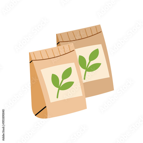 Seed packets for planting. Gardening supplies with seeds for growing plants. Flat vector illustration isolated on white background.