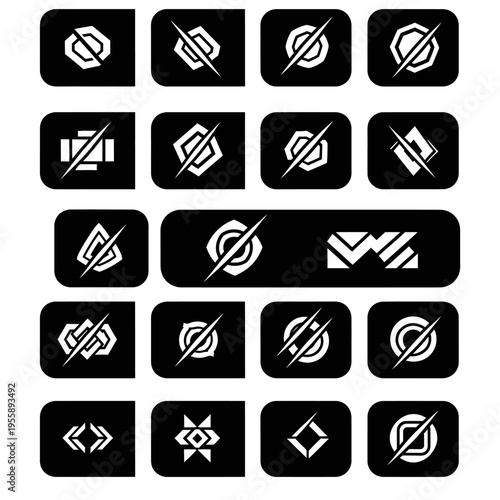 Free Download Collection of abstract geometric symbols and icons in black and white. - GFXLoad