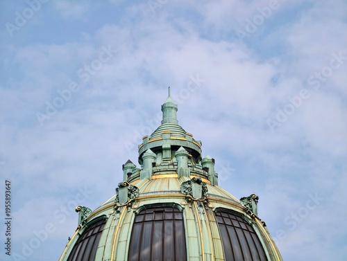 Bild auf Leinwand Colorful metal structure among clouds
