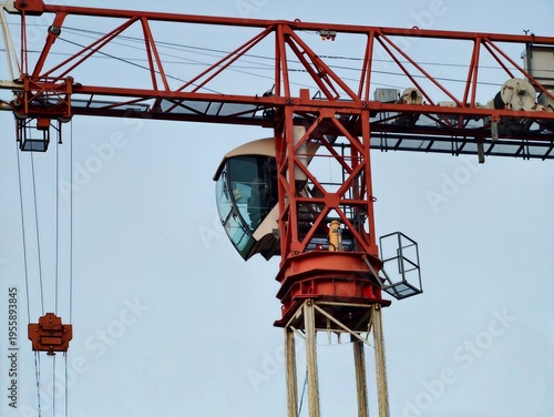 Photography Heightened view of construction crane operator