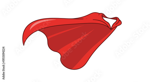 Red Superhero Cape Vector Illustration, Comic Book Style, for Design and Print
