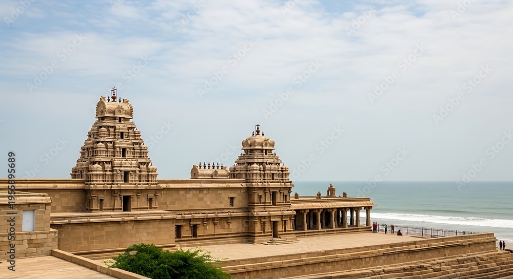 Fototapeta premium Majestic Stone Temple by the Sea with Ocean View