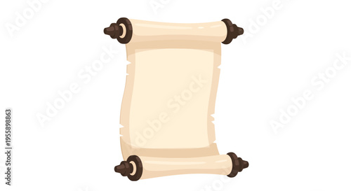 Scroll illustration, vector style graphic, ancient parchment, paper document, vintage design, retro concept