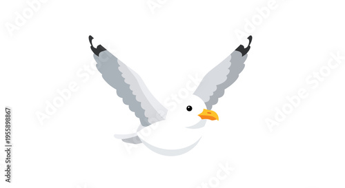 Seagull soaring gracefully in the vast expanse of the sky vector illustration