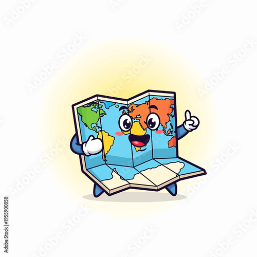 Cartoon World Map Folding Map Character