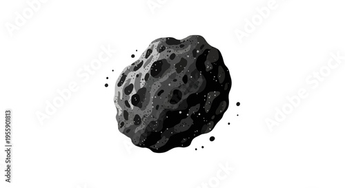 Asteroid in Space with Craters Surface.