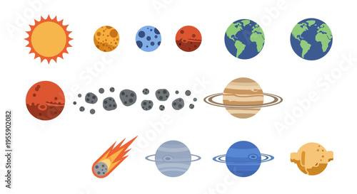 Planets and objects in solar system.