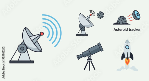 Satellite Dish and Space Exploration Equipment.