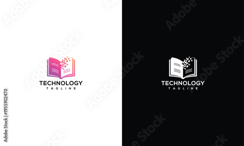 Digital Technology Book Logo for Modern Education and Knowledge Transfer