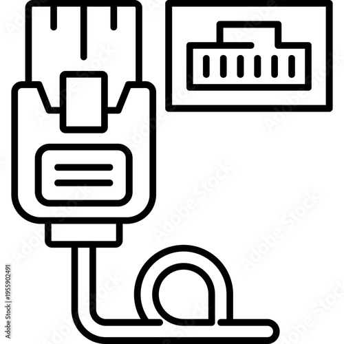 Network Cable Outline Icon