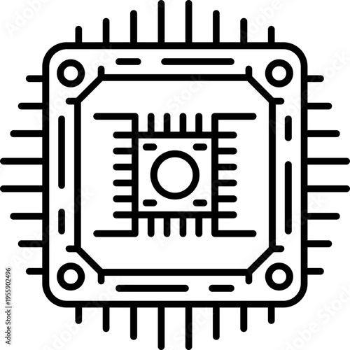 CPU Chip Outline Icon