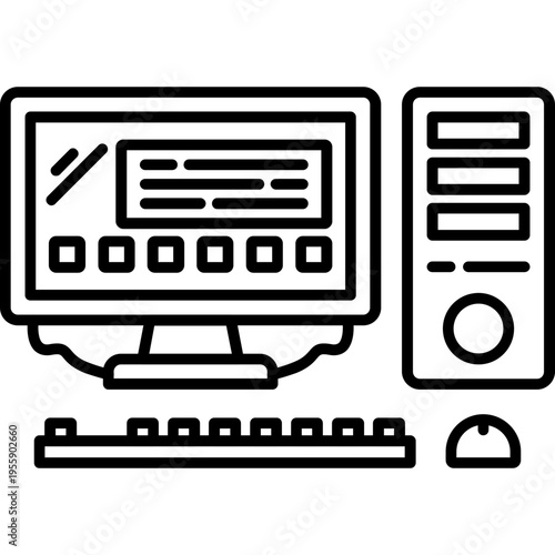 Desktop Computer Outline Icon