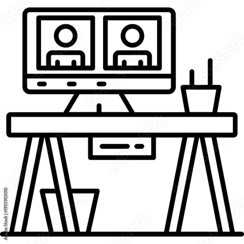 Video Conference Outline Icon