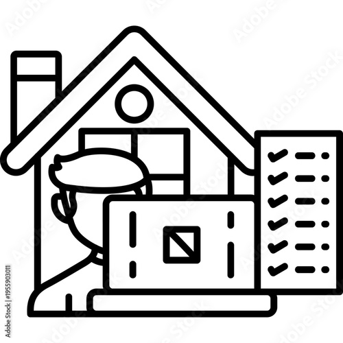 Remote Job Search Outline Icon