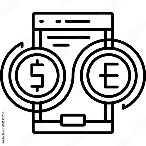 Currency Exchange App Outline Icon