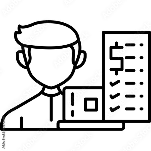 Freelance Invoice Outline Icon