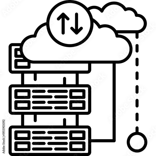 Cloud Data Backup Outline Icon