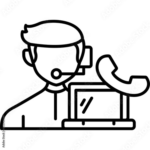 Virtual Client Call Outline Icon