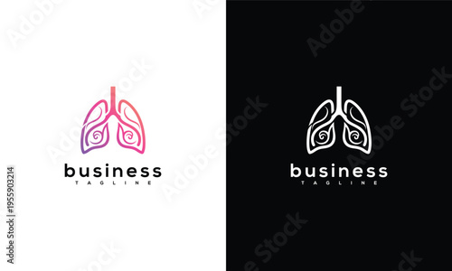 Abstract Organic Lungs Logo Design with Swirling Patterns and Gradient