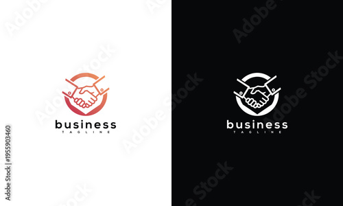 Modern Business Handshake Logo Design in Circle Icon Concept