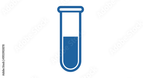 Simple laboratory test tube with blue liquid vector illustration graphics