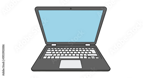 Simple laptop illustration with a clean design isolated against white backdrop for digital
