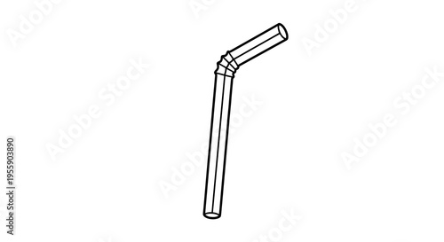 Simple outlined beverage straw illustration isolated on a white background