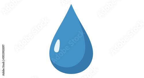 Simple illustration of a blue water droplet against a clean white backdrop suitable for various