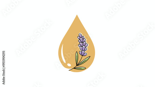 Essential Oil Droplet with Lavender Illustration - Aromatherapy & Natural Wellness