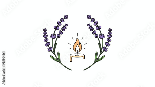 Lavender Candle Icon for Wellness & Aromatherapy Brand Design