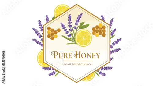 Pure Honey Lemon Lavender Infusion Label Design | Natural Food Product Branding