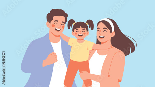 Happy parents and child smiling illustration