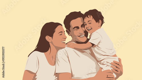 Happy parents holding child with joy and smiles