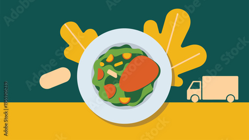 Healthy meal delivery service illustration