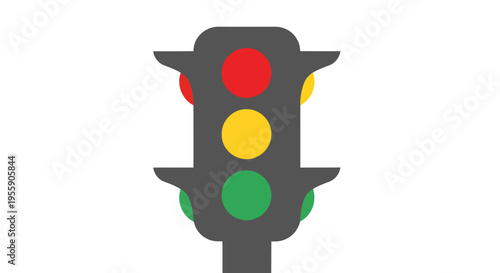 Simplified graphic of a traffic signal showing red yellow and green colors