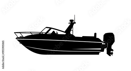 Sleek Motorboat Silhouette for Maritime Enthusiasts and Nautical Designs